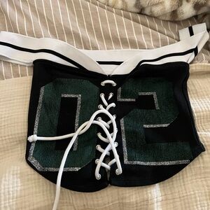 Black and Green Lace-Up Tube Top